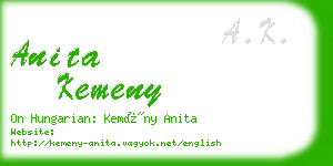 anita kemeny business card